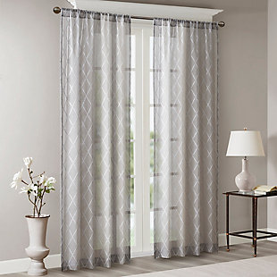 Madison Park Irina Diamond Sheer Window Curtain, Gray, rollover