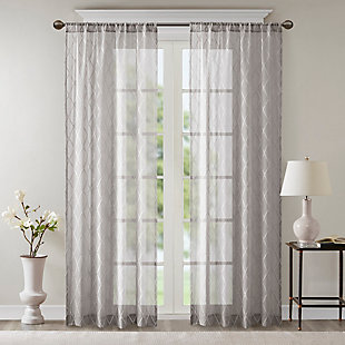 Madison Park Irina Diamond Sheer Window Curtain, Gray, large