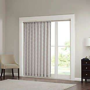 Madison Park Irina Diamond Sheer Extra Wide Window Curtain, Gray, rollover