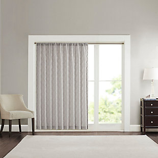 Madison Park Irina Diamond Sheer Extra Wide Window Curtain, Gray, large