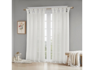 Bloom Floral Embellished Cuff Tab Top Solid Curtain Panel