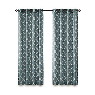 Madison Park Saratoga Fretwork Print Grommet Top Window Curtain, , rollover