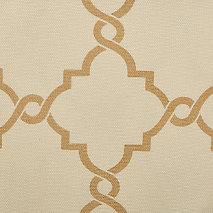 For a casual and stylish update, our Madison Park Saratoga Fret Print Window Curtain is the perfect addition to any decor. This window panel features a trendy metallic gold fretwork on a soft beige ground, creating a simple yet modern look. The cotton blend basket weave fabric softly filters the perfect amount of sunlight into your home, while providing texture for natural appeal. Silver grommet top detail makes this panel easy to hang, open, and close throughout the day. Fits up to a 1.25" diameter rod.Imported | Scroll geometric fretwork print design window curtain panel in grommet top | Metallic print detailing on cotton blend basketweave fabric | Silver grommet top finish | Opaque curtain that offers privacy | Machine washable