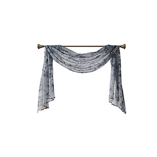 Madison Park Simone Printed Floral Voile Sheer Scarf, Gray, rollover