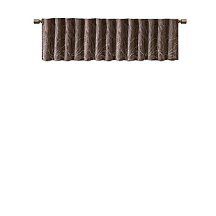 Madison Park Andora Faux Silk Embroidered Window Valance, Chocolate, rollover
