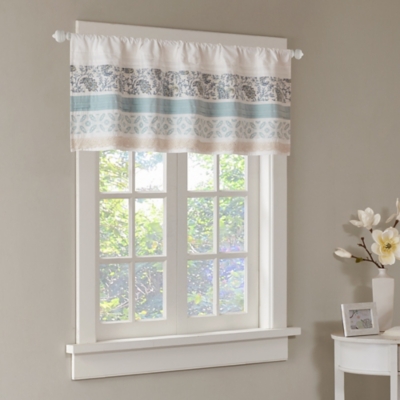 A600045386 Stella Printed and Pieced Rod Pocket Valance, Blue sku A600045386