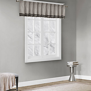 Madison Park Dune Microsuede Striped Window Valance, Gray, rollover