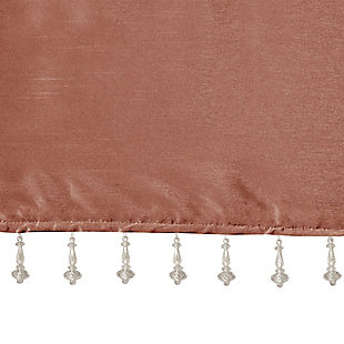 Give your home a decorator’s touch with the Madison Park Emilia Window Valance. Made from a faux silk fabric, this elegant window valance features a DIY twist tab top finish that creates rich deep folds, combined with a beautiful bead trim for an alluring charm. Added lining offers more privacy and a fuller appearance, while the luxurious sheen and rich spice tone provides a touch of sophistication to your decor. Easy to hang, this tab top valance updates any decor into subtle glamour. Hanging instructions are included. Fits up to a 2" diameter rod.Imported | Transitional valance in solid faux silk with beads | Coordinating to the window curtain in various colors and sizes | Diy twisted tab top finish that fits up to 2 inches rod diameter | Lined for privacy and drapability | Need 2 valances for each window | Machine washable