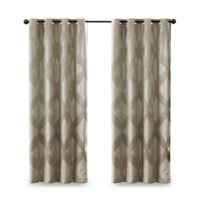 Abel Ogee Knitted Jacquard Total Blackout Curtain Panel, Taupe