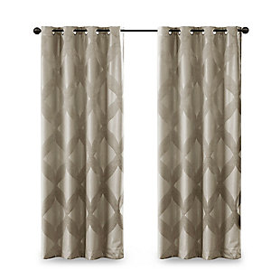 SunSmart Bentley Ogee Knitted Jacquard Total Blackout Panel, Taupe, rollover