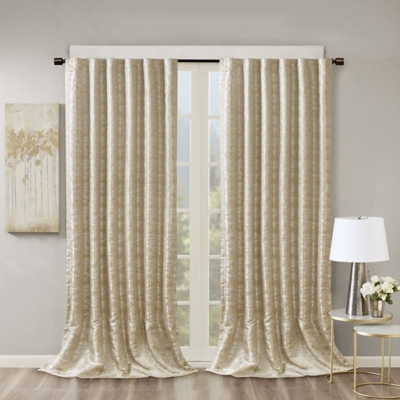 SunSmart Cassius Marble Jacquard Total Blackout Curtain Panel, Gold, large