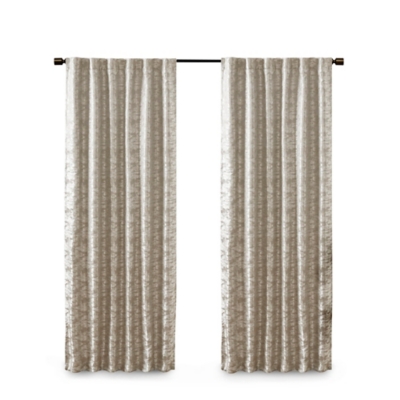 Odessa Jacquard Lined Total Blackout Rod Pocket/Back Tab Curtain Panel, Gray/Silver