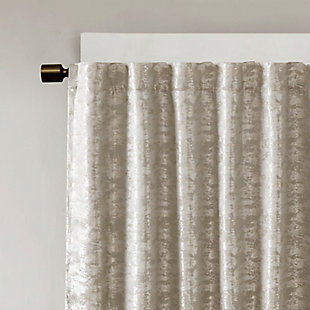 SunSmart Cassius Jacquard Total Blackout Panel is the perfect update to your windows, with its stunning beauty and functional style. This elegant window panel flaunts a marble jacquard design in rich grey and silver hues creating a luxurious sheen, for a lavish look. A high-quality woven lining blocks out all sunlight, provides a maximum protective barrier against noise intrusion, and offers a maximum level of privacy and energy savings. With 100% total blackout properties, this window panel is the perfect addition for bedrooms, media rooms, or any private spaces. The rod pocket top and back tabs create a clean finish to your window giving your home a gorgeous touch of luxury. Fits up to a 1.25” diameter rod. Lighting level: Pitch Black Ambiance. Complete the look with coordinating valance, sold separately.Imported | Contemporary total blackout curtain panel in marble jacquard fabric | Luxurious and sheen in luxury color hues | Heavy duty dual face liner for total blackout | Block out all sunlight and exterior light, noise reduction & privacy | Energy efficient to retain room temperature | Lighting level - pitch black ambiance | Perfect for bedroom, media room or any private space | Machine washable