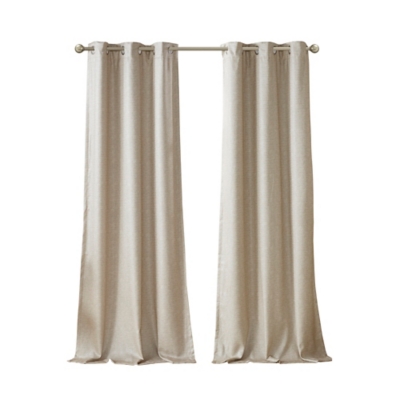 Leighton Tonal Printed Faux Silk Total Blackout Curtain Panel Pair, Taupe