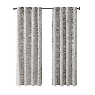 SunSmart Everly Branch Jacquard Total Blackout Window Panel, Silver, rollover
