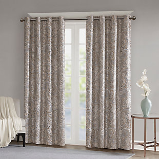 SunSmart Jenelle Paisley Printed Total Blackout Window Panel, Taupe, rollover