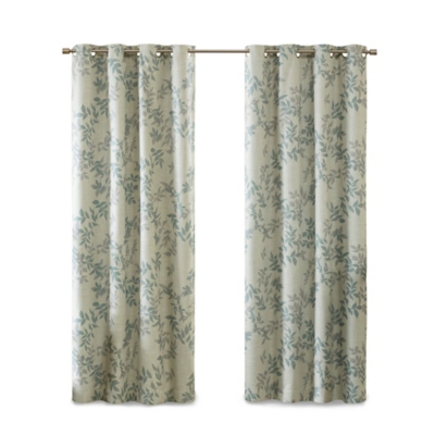 April Printed Botanical Blackout Curtain Panel, Aqua