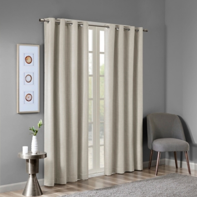 Arlie Printed Heathered Blackout Grommet Top Curtain Panel, Taupe