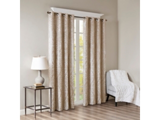 Elysia Knitted Jacquard Damask Total Blackout Grommet Top Curtain Panel