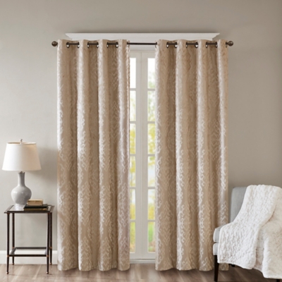 SunSmart Mirage Knitted Jacquard Damask Total Blackout Curtain Panel, Champagne, large