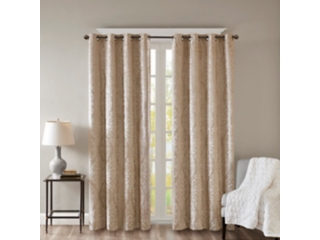 Elysia Knitted Jacquard Damask Total Blackout Grommet Top Curtain Panel