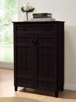 Baxton Studio Glidden Tall Modern Shoe Cabinet Ashley