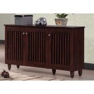 Baxton Studio Fernanda 3-Door Wide Shoe Storage Cabinet, , rollover