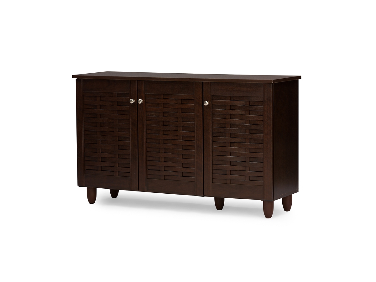 Baxton Studio Winda 3-Door Shoe Storage Cabinet Ashley