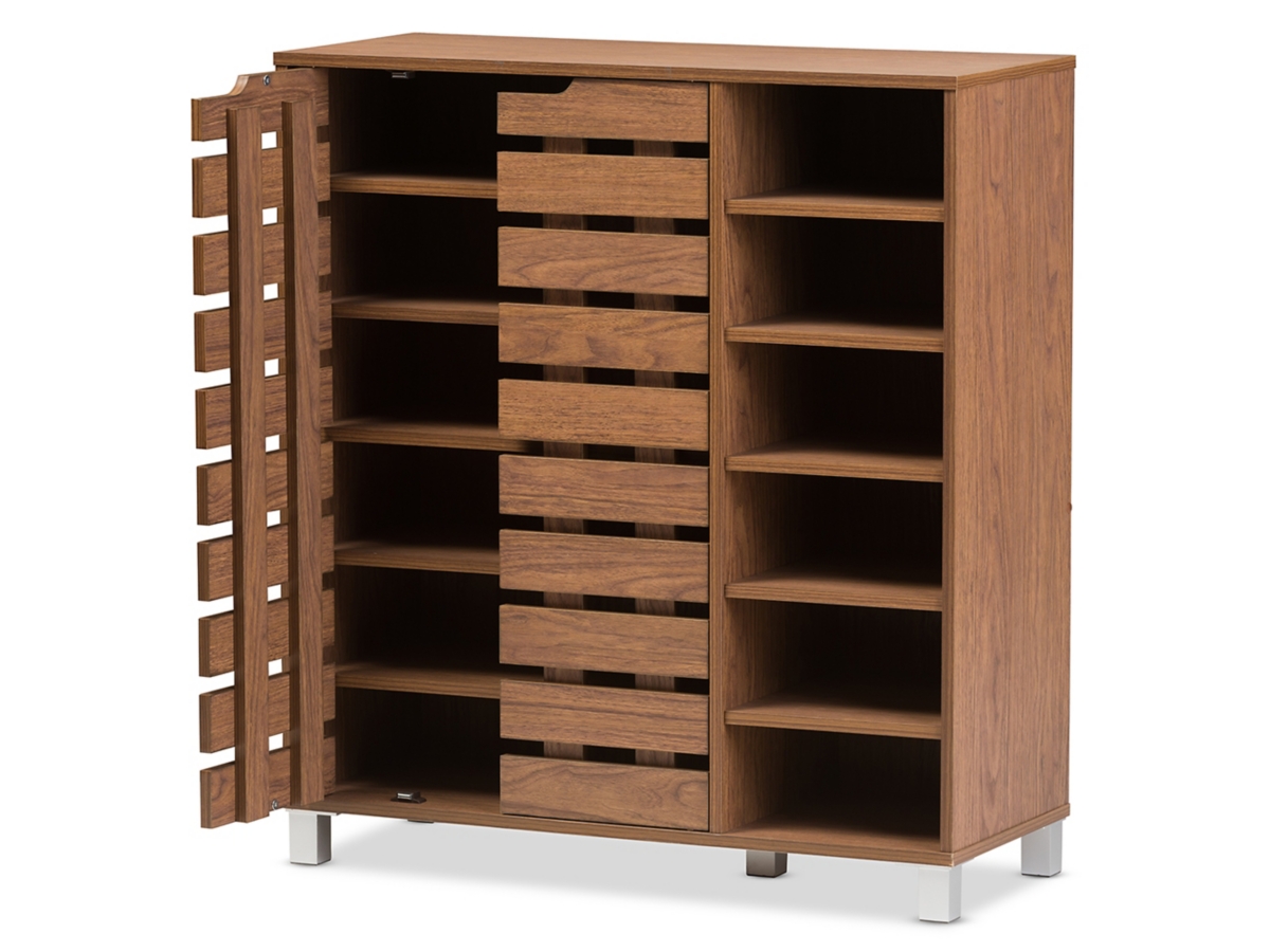 Baxton Studio Shirley 2 Door Shoe Cabinet with Open Shelves