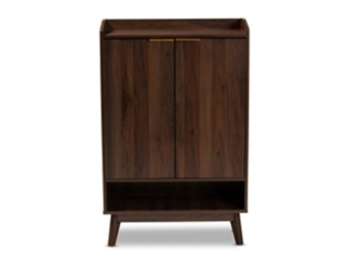 Baxton Studio Shirley 2-Door Shoe Cabinet with Open Shelves | Ashley