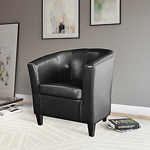 CorLiving Antonio Tub Chair in Bonded Leather, Black, rollover