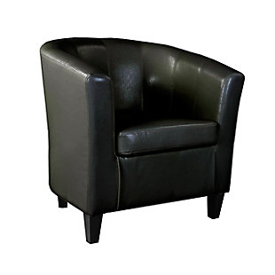 CorLiving Antonio Tub Chair in Bonded Leather, Black, large