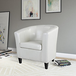 CorLiving Antonio Tub Chair in Bonded Leather, Cream White, rollover