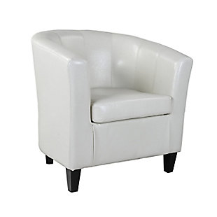 CorLiving Antonio Tub Chair in Bonded Leather, Cream White, large