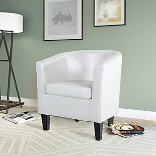 CorLiving Antonio Tub Chair in Bonded Leather, White, rollover