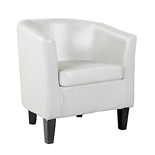 CorLiving Antonio Tub Chair in Bonded Leather, White, large