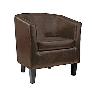 CorLiving Antonio Tub Chair in Bonded Leather, Dark Brown, large