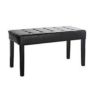 CorLiving California Bench in Leatherette, Black, large
