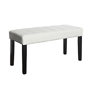 CorLiving California Bench in Leatherette, White, large