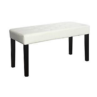 CorLiving Fresno Bench in Leatherette, White, large