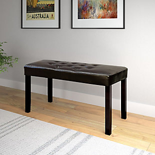 CorLiving Fresno Bench in Leatherette, Brown, rollover