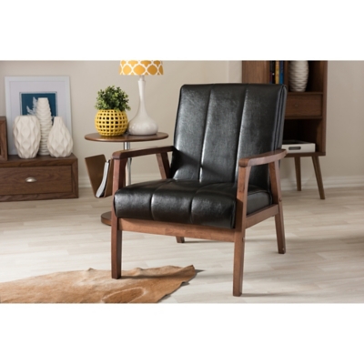 Baxton Studio Nikko Lounge Chair, Black, large