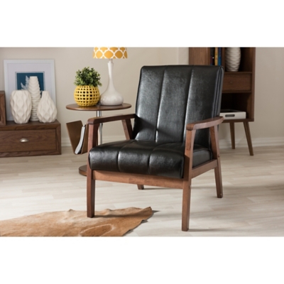 Baxton Studio Nikko Lounge Chair, Black, rollover