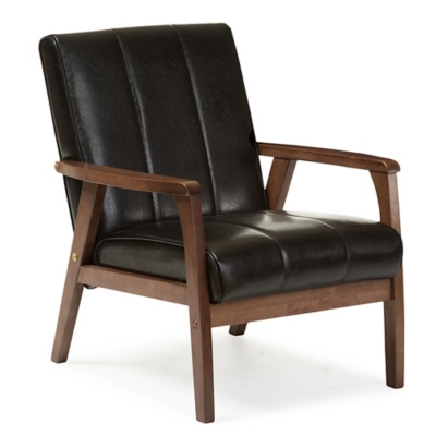 Baxton Studio Nikko Lounge Chair, Black/Brown, large