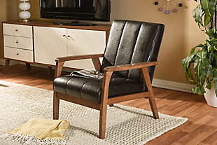 Baxton Studio Nikko Lounge Chair, Dark Brown, rollover