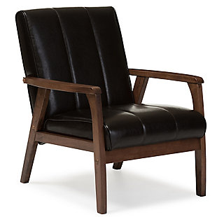 Baxton Studio Nikko Lounge Chair, Dark Brown, large