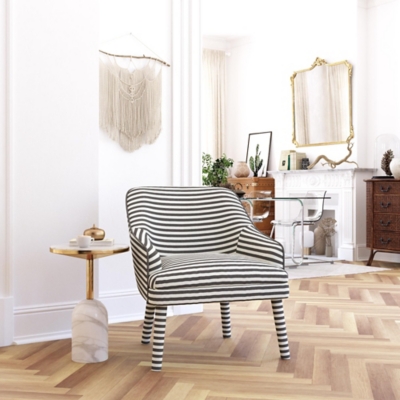 Mr. Kate Upholstered Accent Chair, Black Stripe, rollover