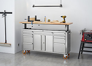 TRINITY 72"x19" Stainless Steel Workbench with Adjustable Top, , rollover
