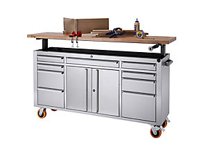 TRINITY 72"x19" Stainless Steel Workbench with Adjustable Top, , large