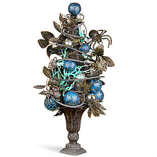 National Tree Company Halloween Tree with blue ornaments and Spiders, , large